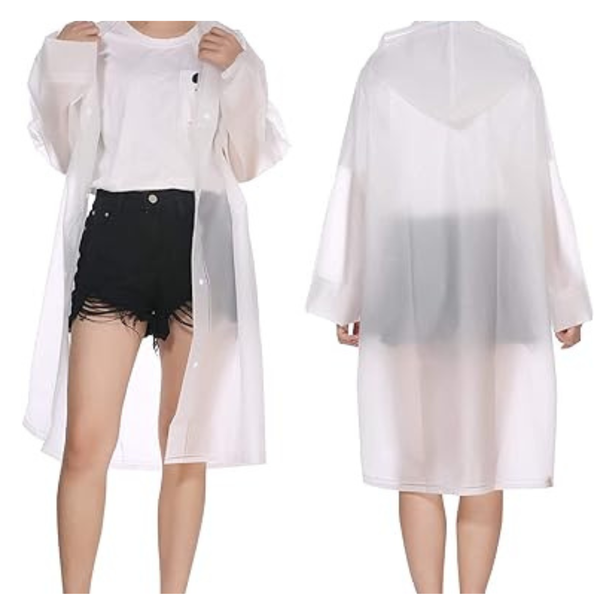 No te mojes más!! Poncho impermeable para Lluvia blanco transparente 2x1
