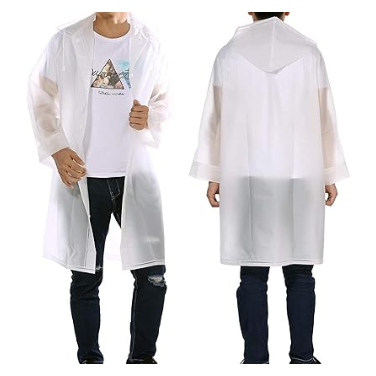No te mojes más!! Poncho impermeable para Lluvia blanco transparente 2x1