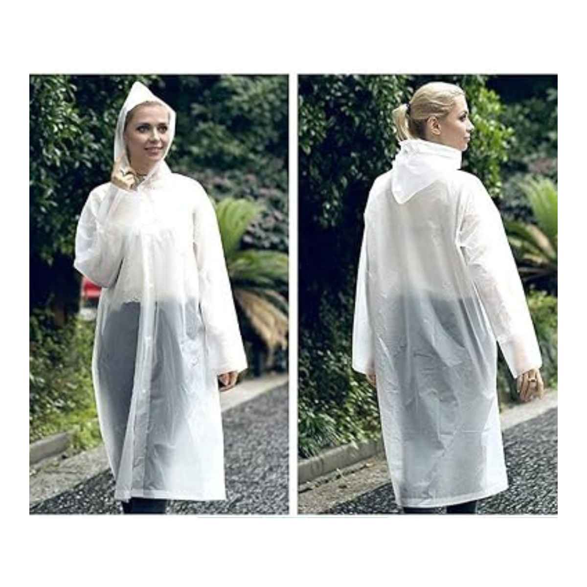 No te mojes más!! Poncho impermeable para Lluvia blanco transparente 2x1