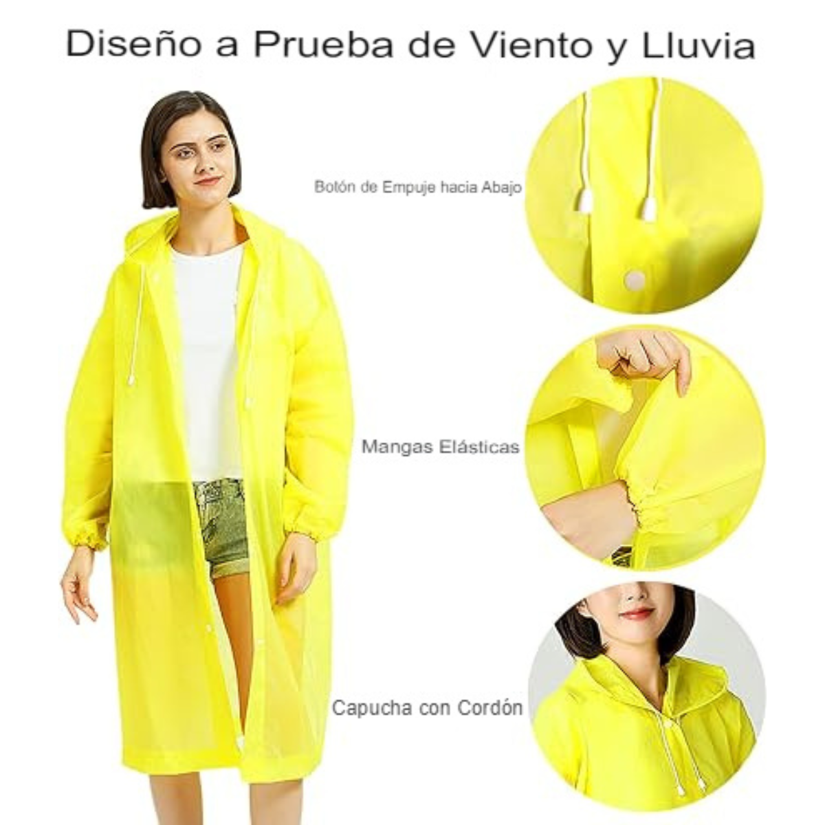 No te mojes más!! Poncho impermeable para Lluvia Amarillo 2x1