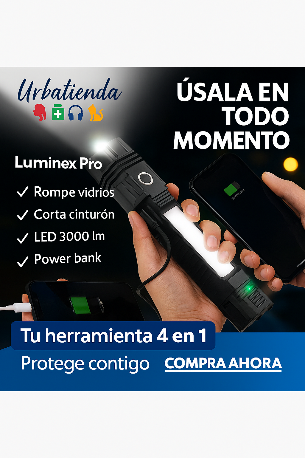 MARTILLO ROMPE VIDRIOS MULTIFUNCIONAL